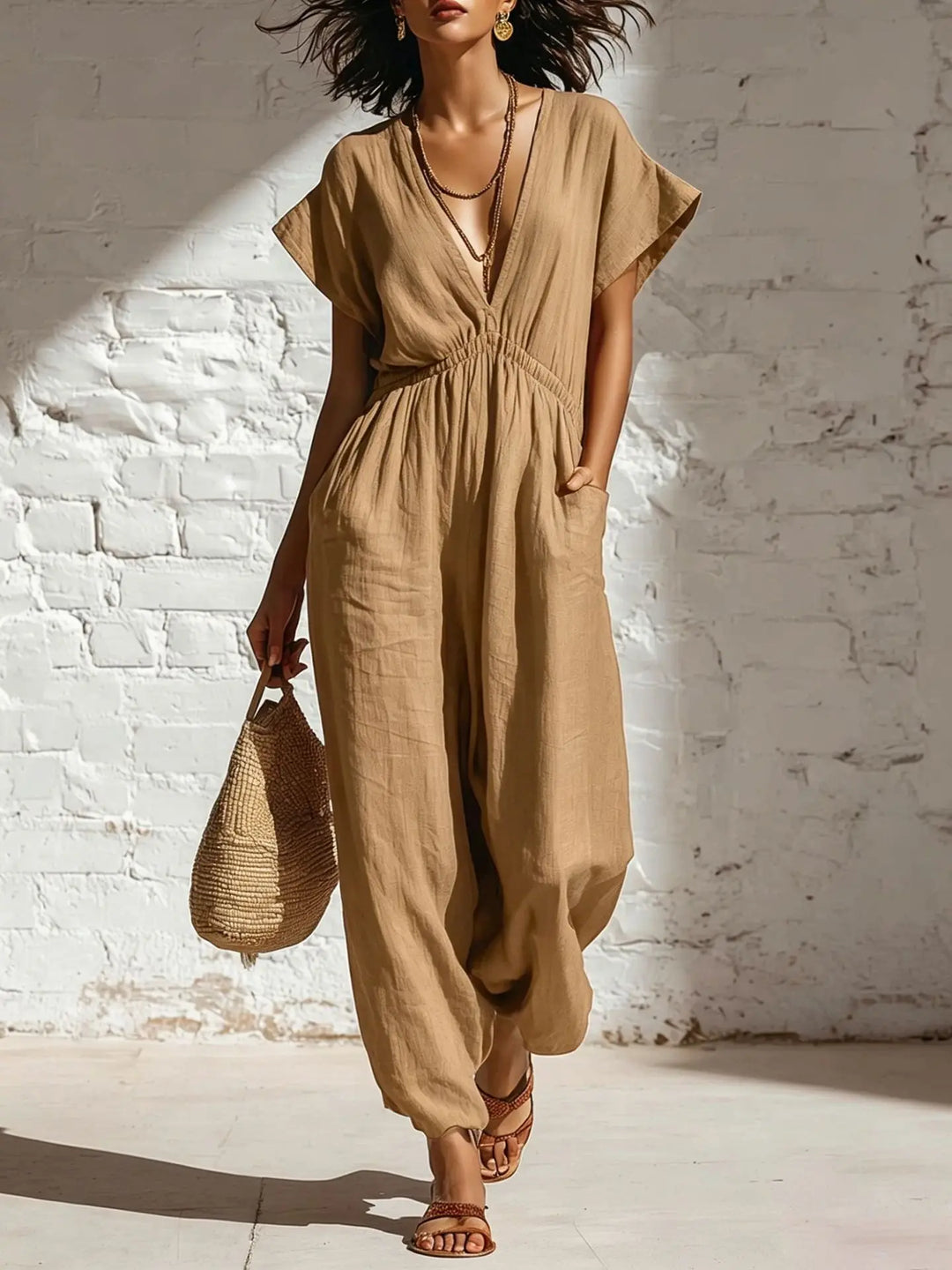 Savannah Relaxed V Neck Jumpsuit