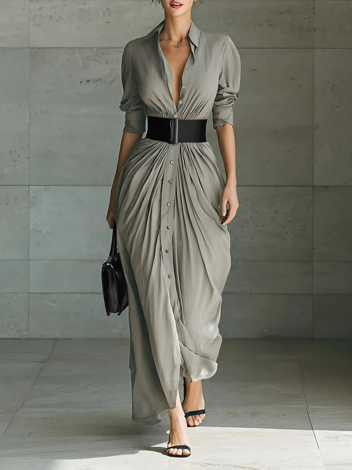 Elodie Flowy Long Shirt Dress