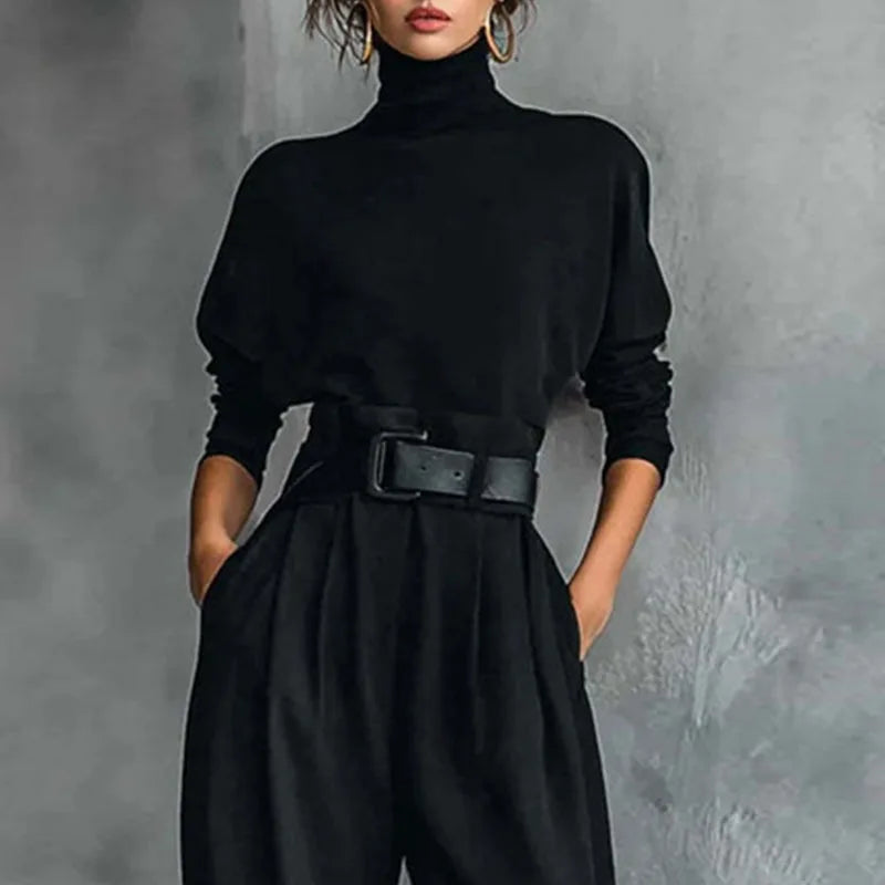 Elena Elegant Turtleneck Pant Set