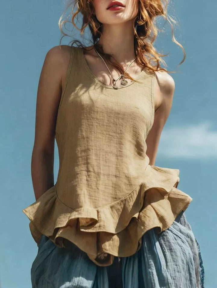 Yalina Ruffle Hem Tank Top