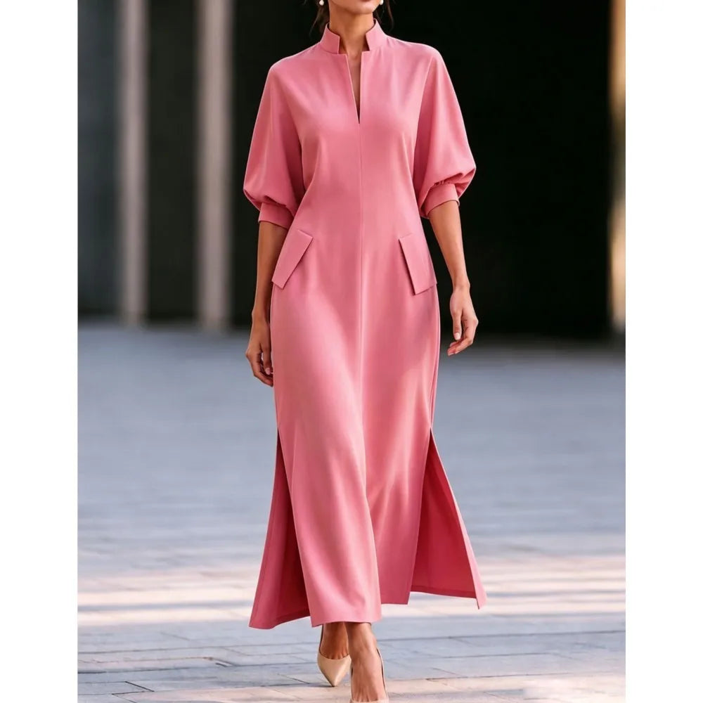 Dania Stand Collar Maxi Dress