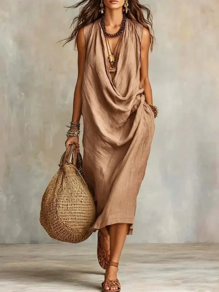 Mirella Draped Pocket Midi Dress