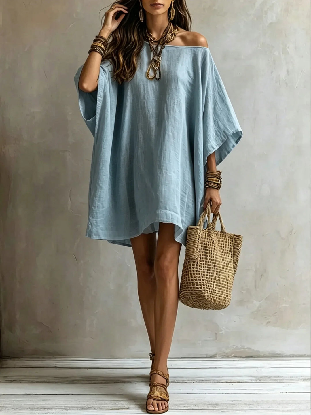 Francesca Off Shoulder Batwing Sleeve Mini Dress