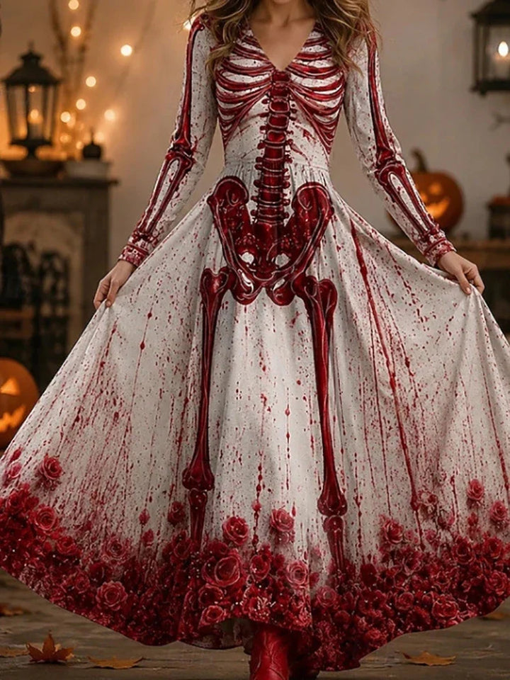 Halloway Skeleton Print Maxi Dress