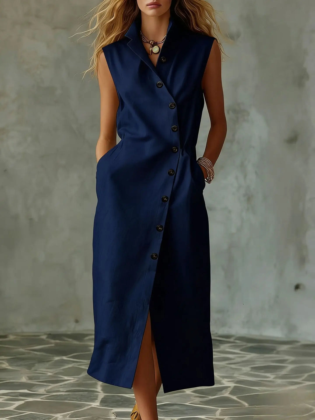 Leanna Button Front Midi Dress