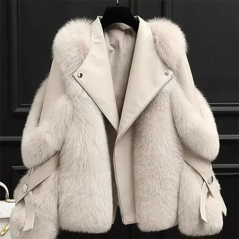 Colette Faux Fur Moto Jacket