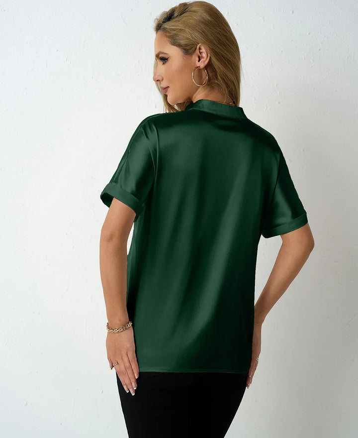 Bethany Satin Stand Collar Blouse