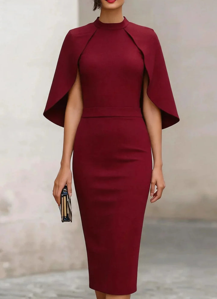 Sabina Cape Sleeve Semi Formal Dress