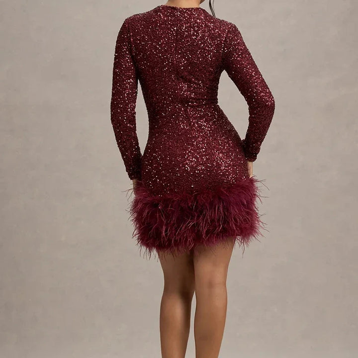 Havisham Feather Trim Mini Dress