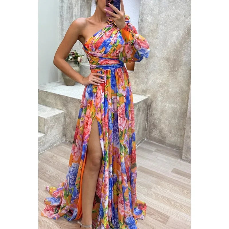 Avaline Off Shoulder Slit Maxi Dress