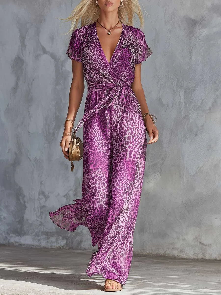 Althea Leopard Print Wide Leg Jumpsuit