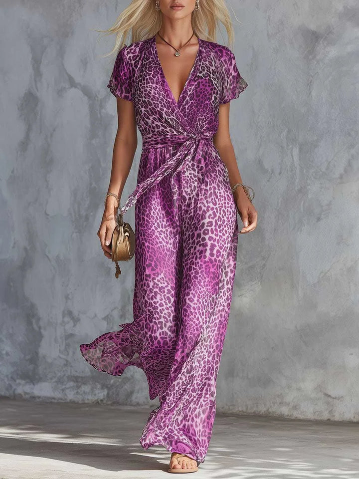 Althea Leopard Print Wide Leg Jumpsuit