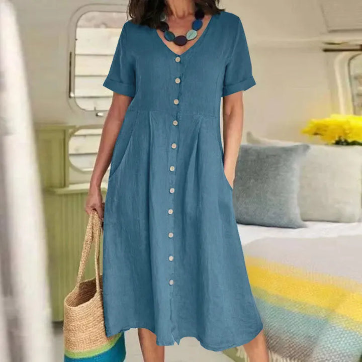 Avery Button Front Midi Dress