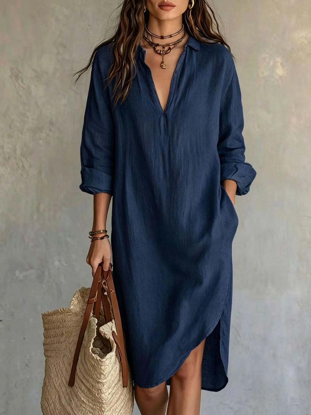 Maggie Pocket Midi Shirt Dress