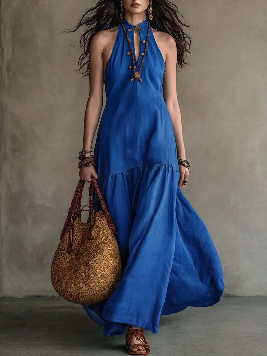 Saskia Elegant Ruffle Hem Maxi Dress