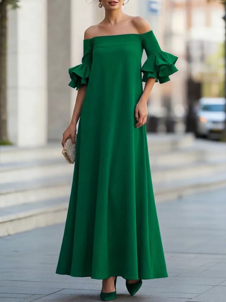 Solana Off Shoulder Ruffle Maxi Dress