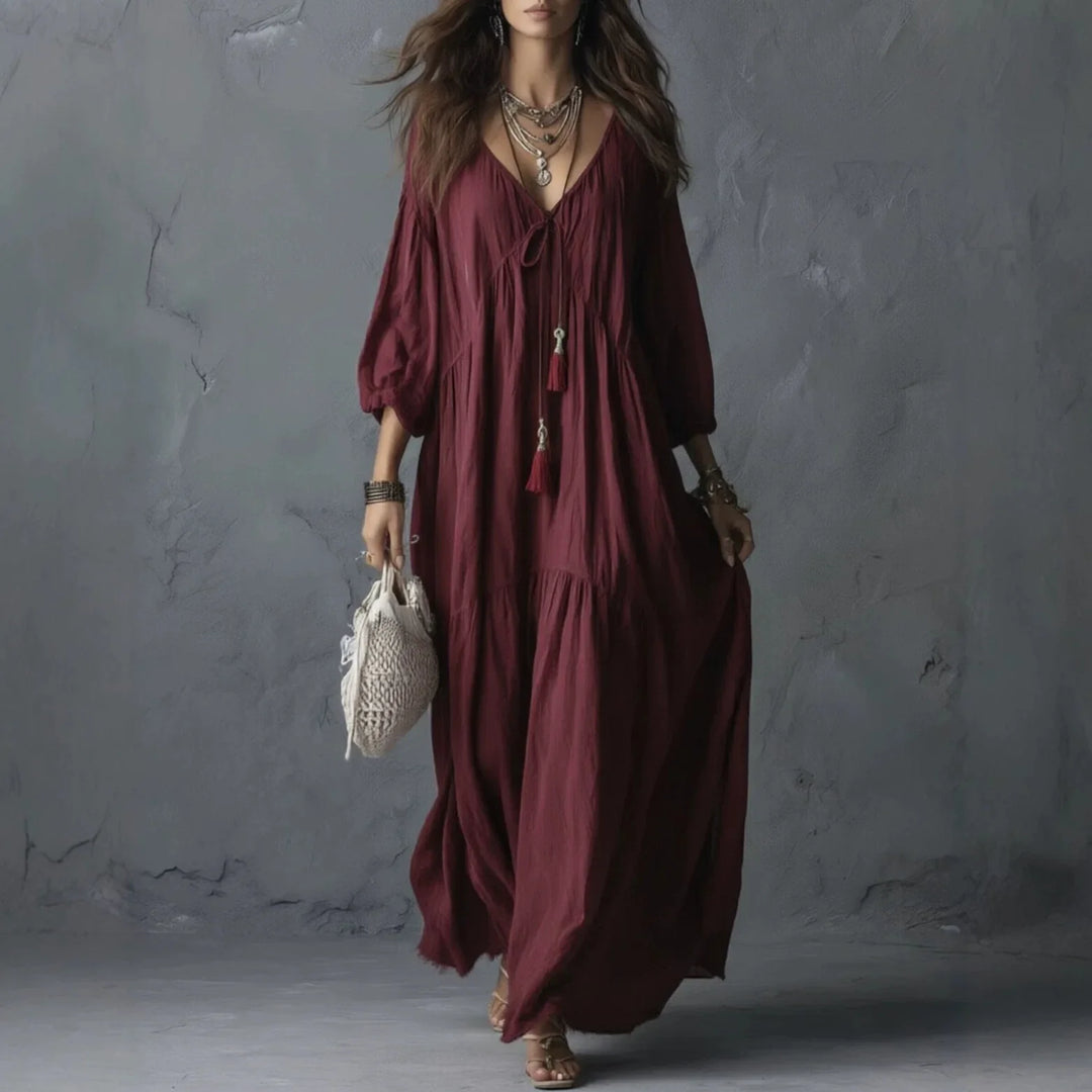 Nora Tassel Tie Maxi Dress
