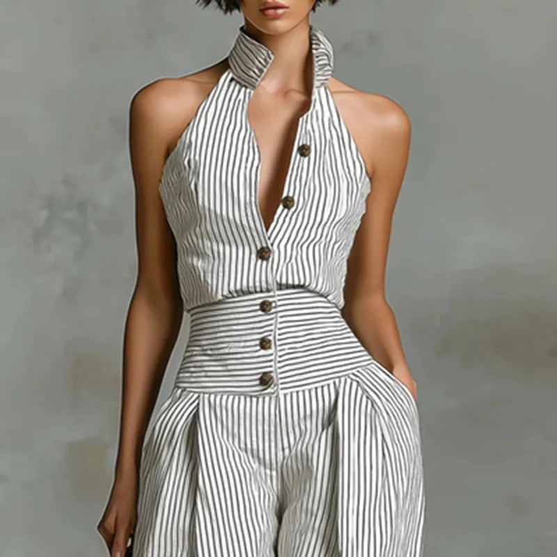 Nadia Striped Wide Leg Jumpsuit