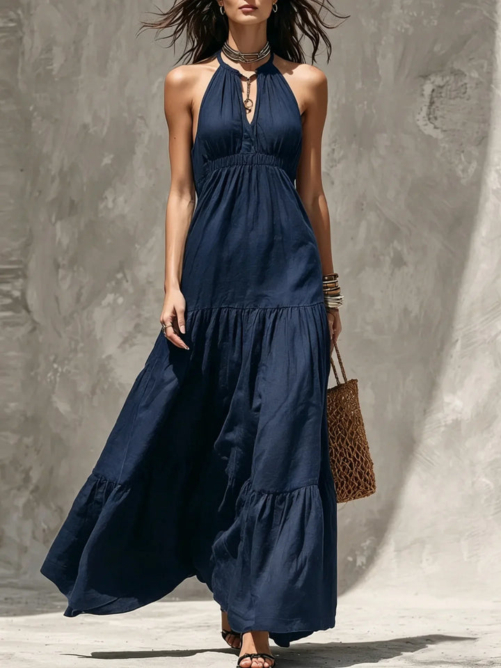 Lucielle Bohemian Halter Tiered Maxi Dress
