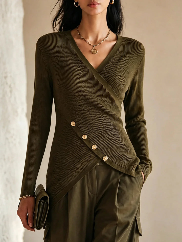 Amandine V Neck Ribbed Sweater