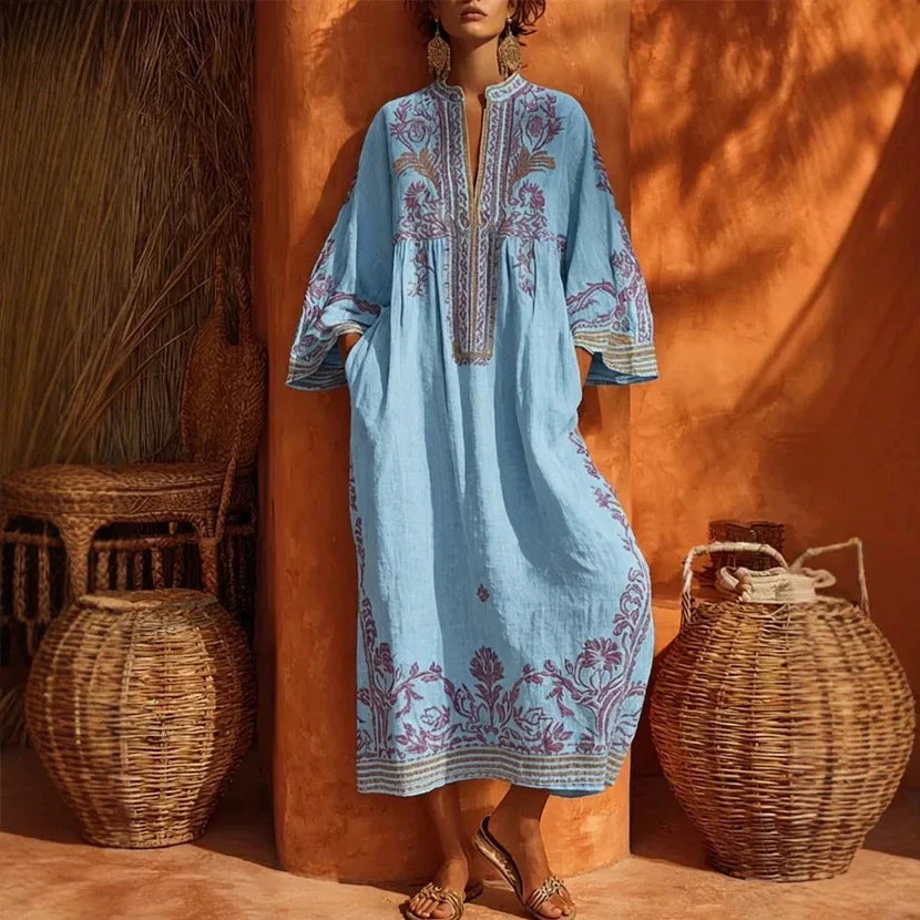 Florina Bohemian Short Sleeve Maxi Dress