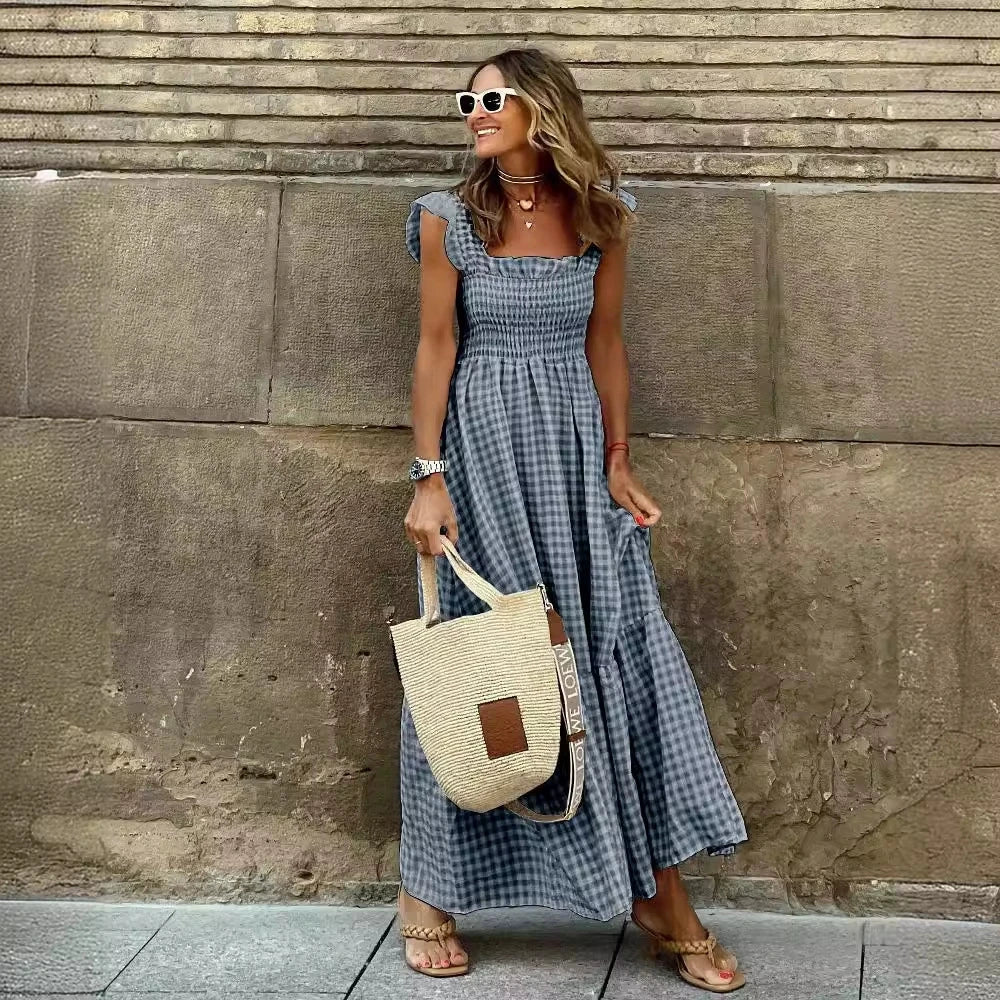Magnolia Retro Plaid Sleeveless Long Dress
