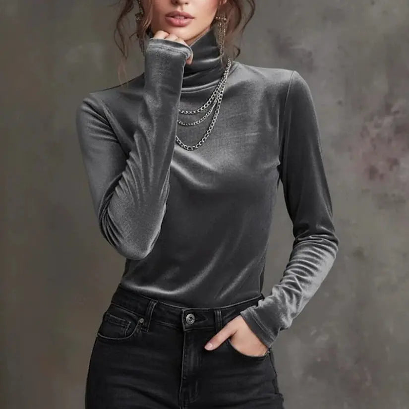 Marcella Velvet Turtleneck Blouse