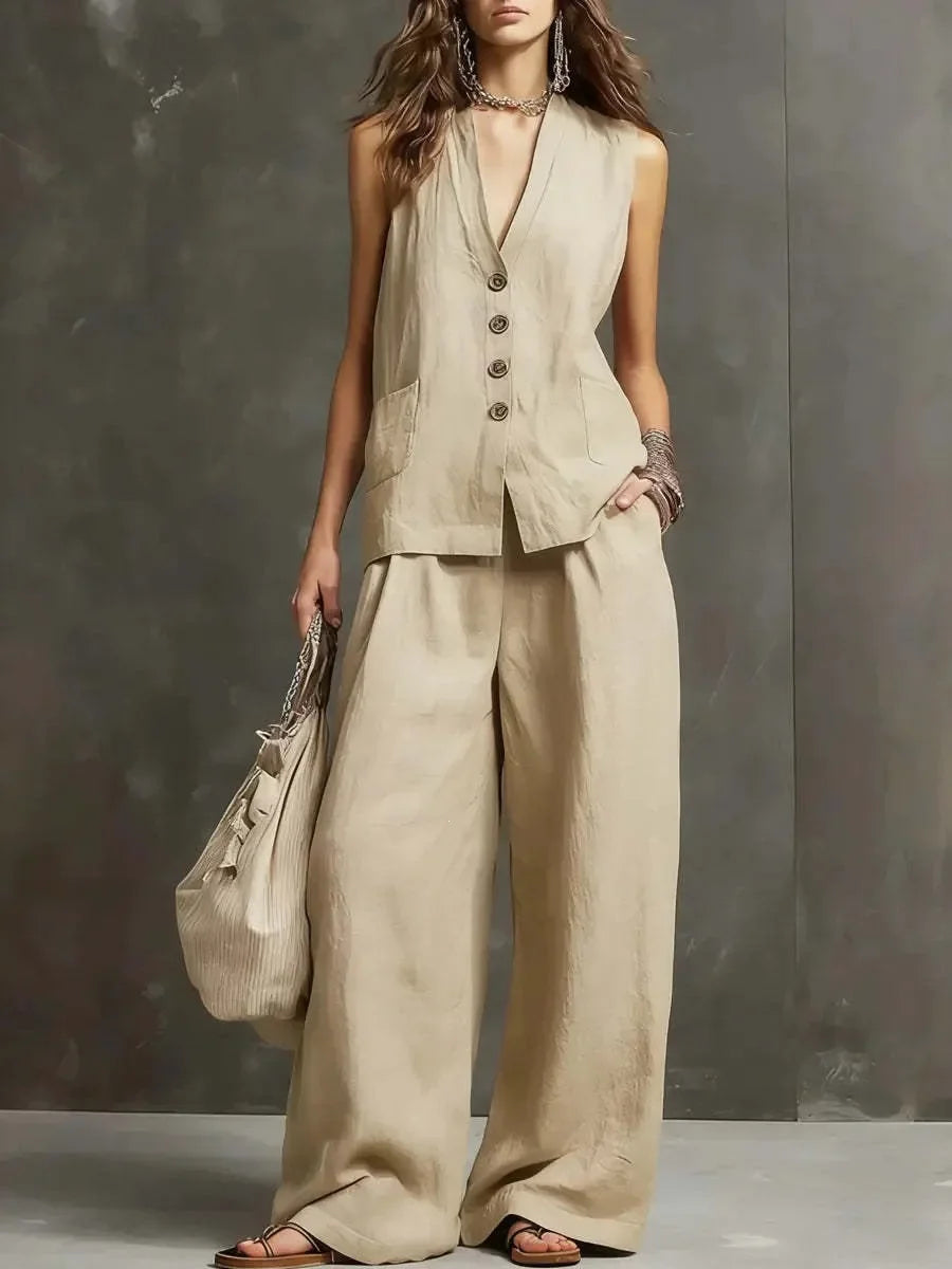 Hazel Breathable Linen Trouser Set