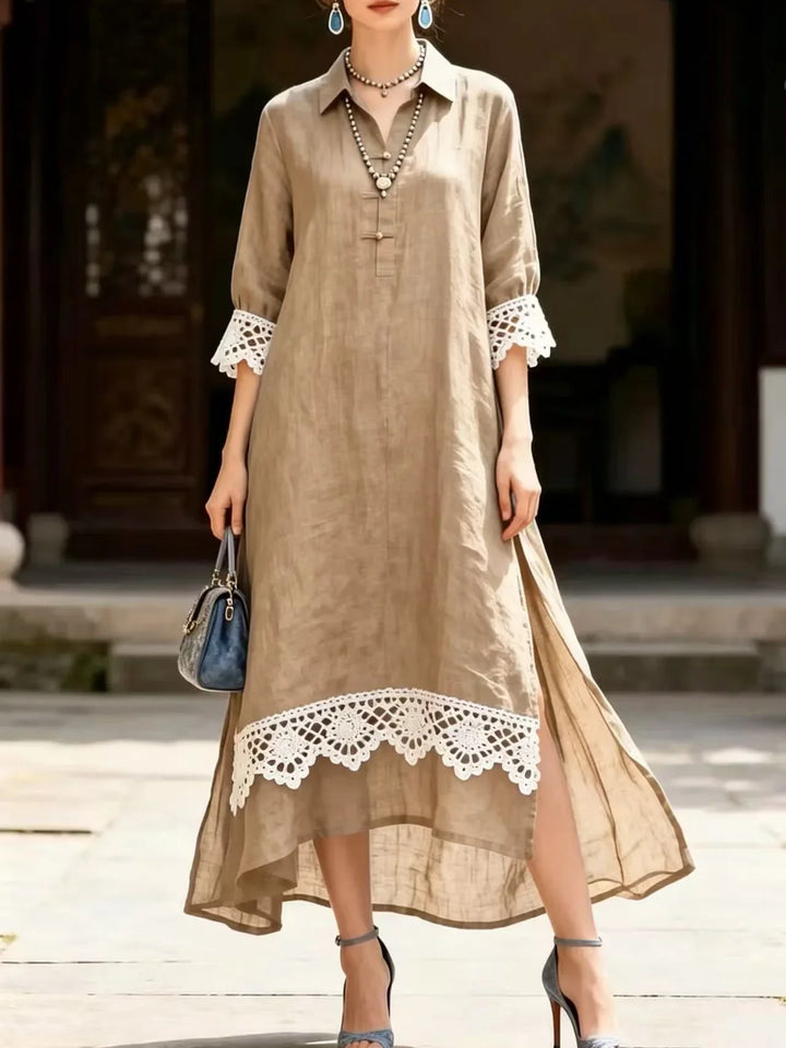 Amanda Lace Trim Midi Dress