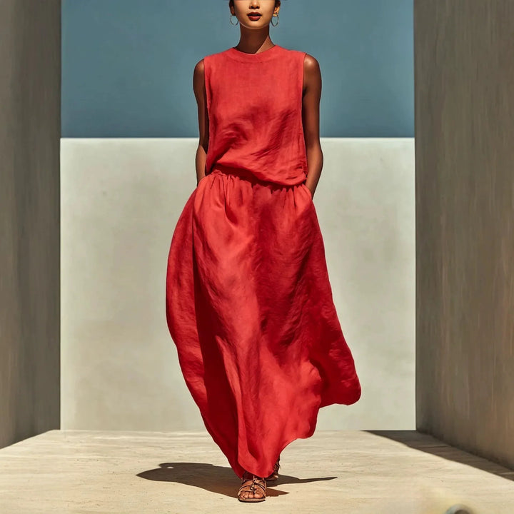 Everly Elegant Top and Maxi Skirt Set