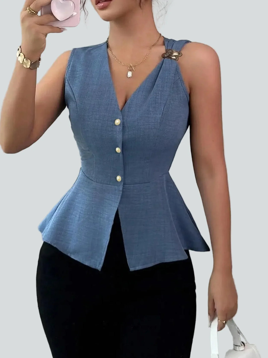 Harper Peplum V-Neck Blouse