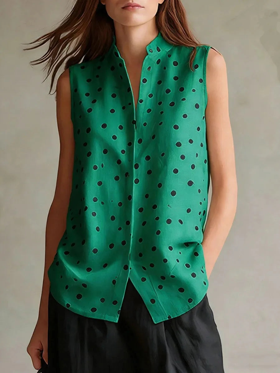 Noemina Relaxed Polka Dot Sleeveless Blouse
