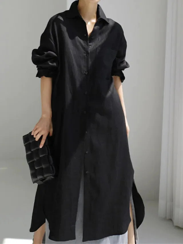 Roxana Button Front Long Sleeve Maxi Dress