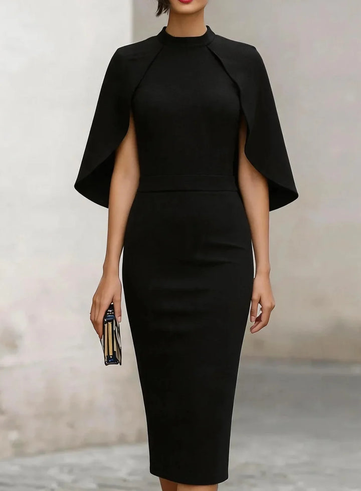 Sabina Cape Sleeve Semi Formal Dress