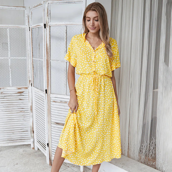 Beatrice Printed Midi Shirt Dress