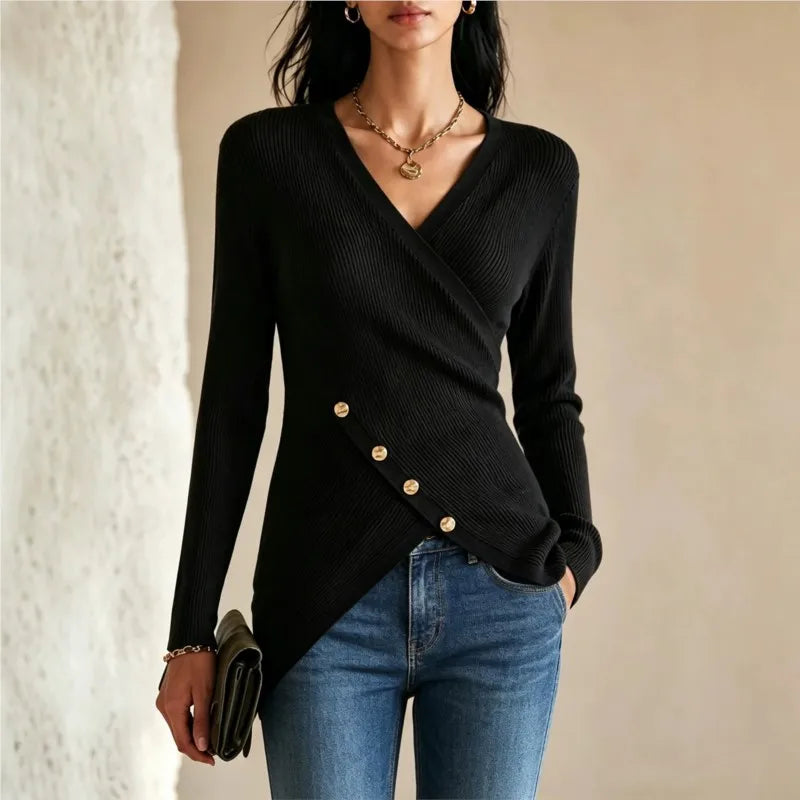 Amandine V Neck Ribbed Sweater
