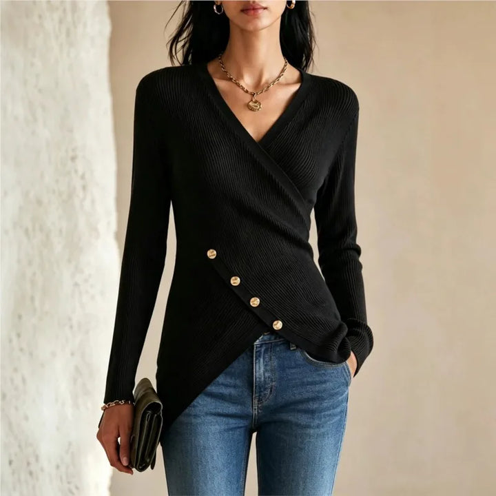 Amandine V Neck Ribbed Sweater