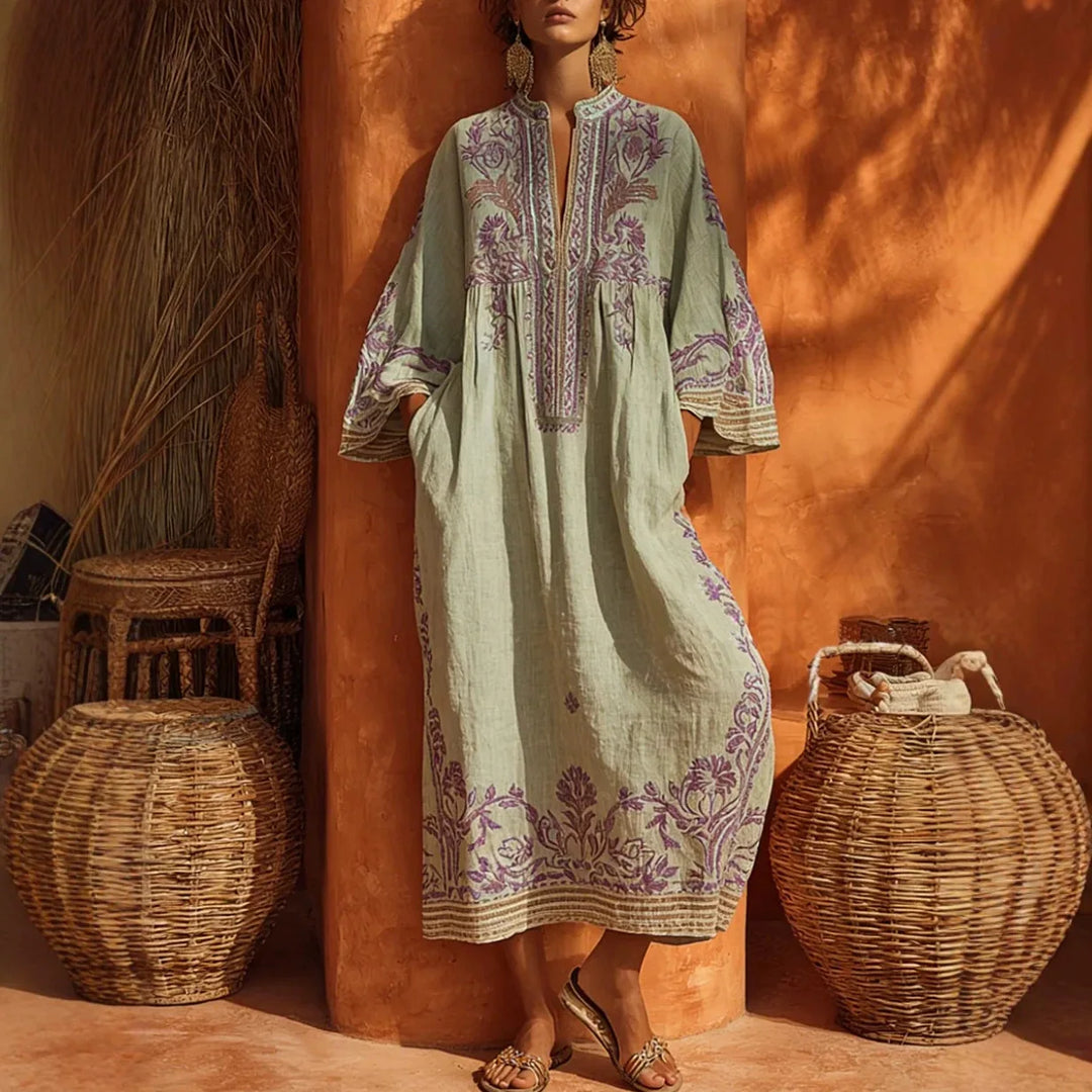 Florina Bohemian Short Sleeve Maxi Dress