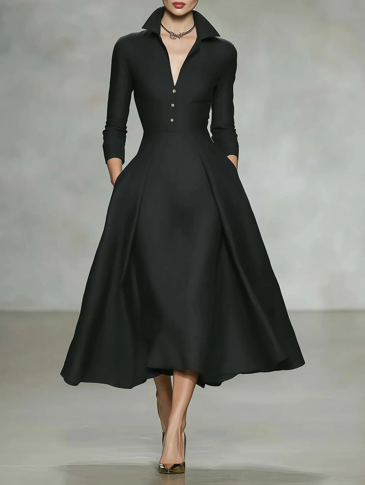 Melanie Elegant Lapel Midi Dress