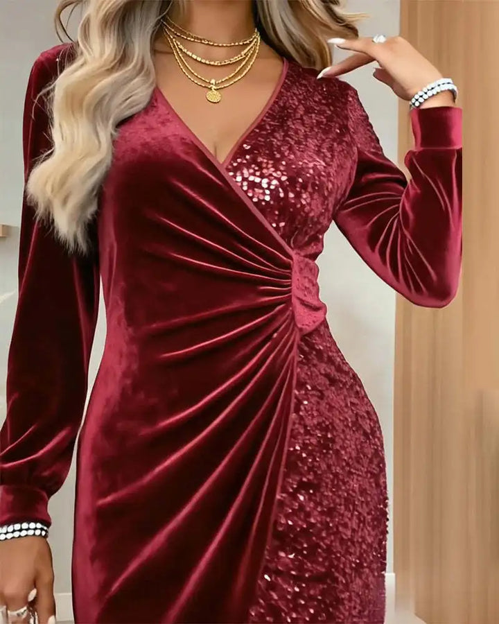 Marcelline Sequin Wrap Dress
