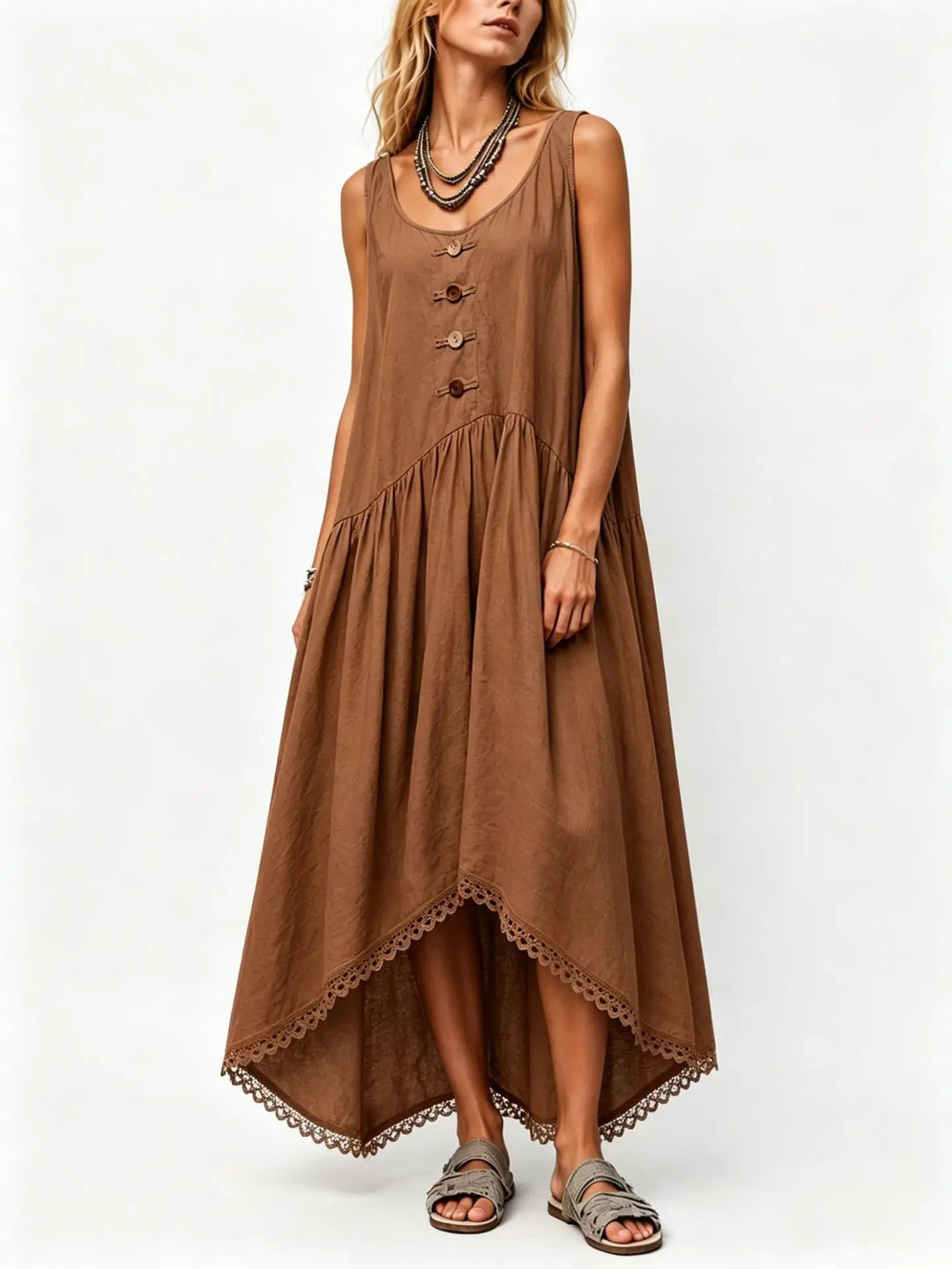 Tessa Flowy Asymmetrical Midi Dress