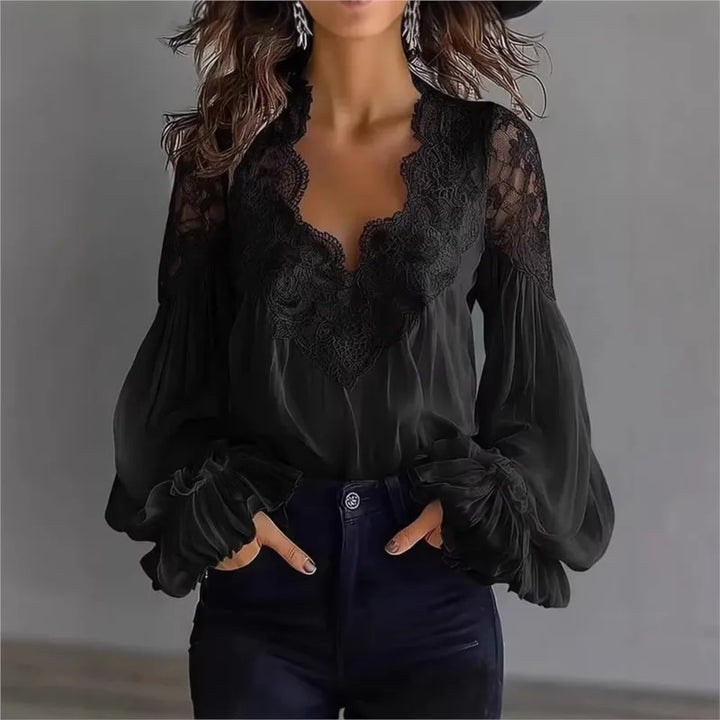 Rosie Lace Trim Chiffon Blouse