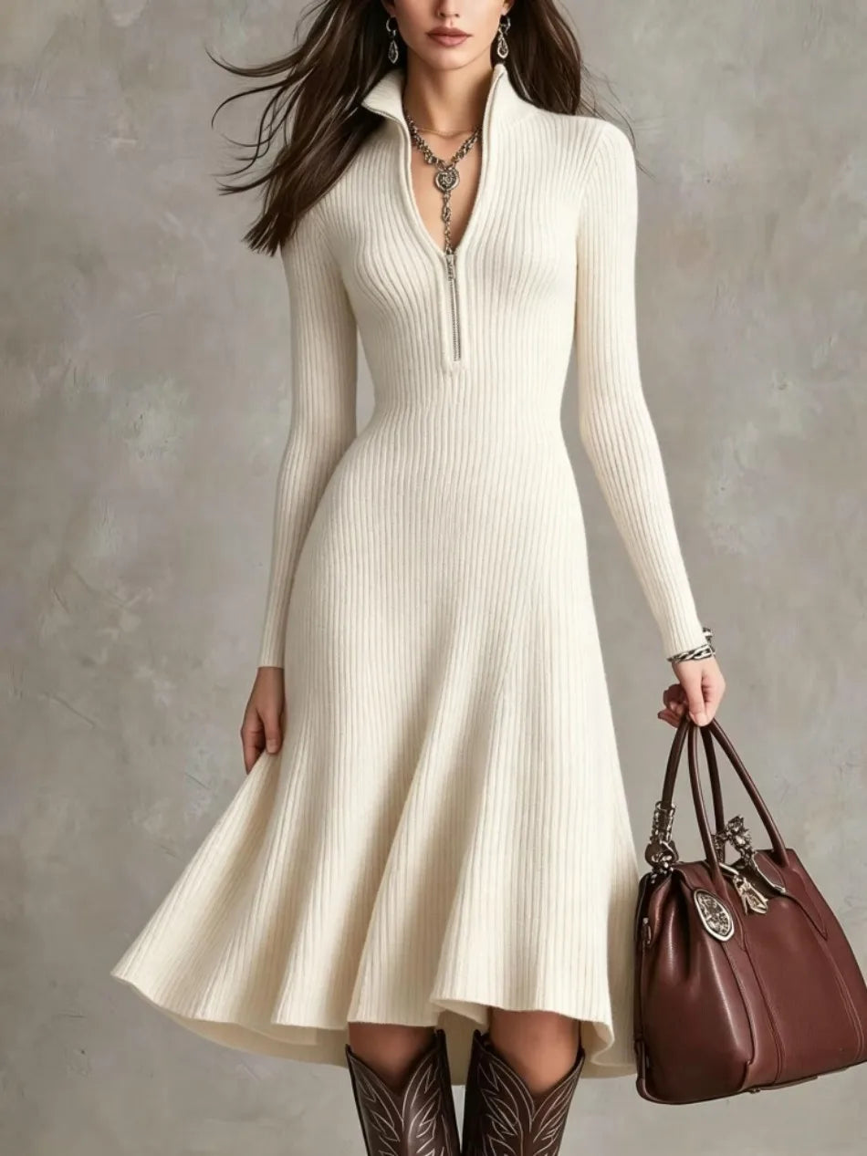 Corinne Quarter Zip Sweater Dress