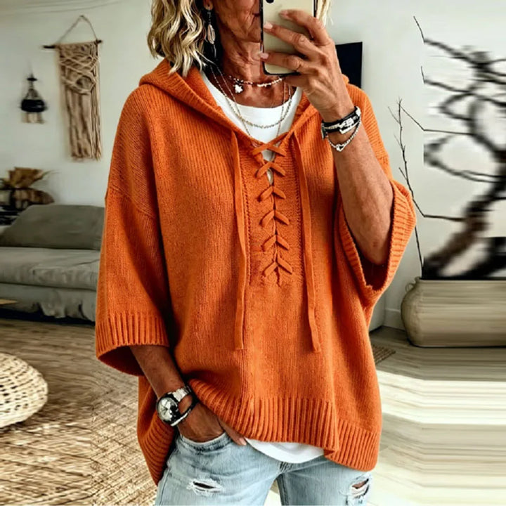 Mollie Lace Up Hooded Pullover