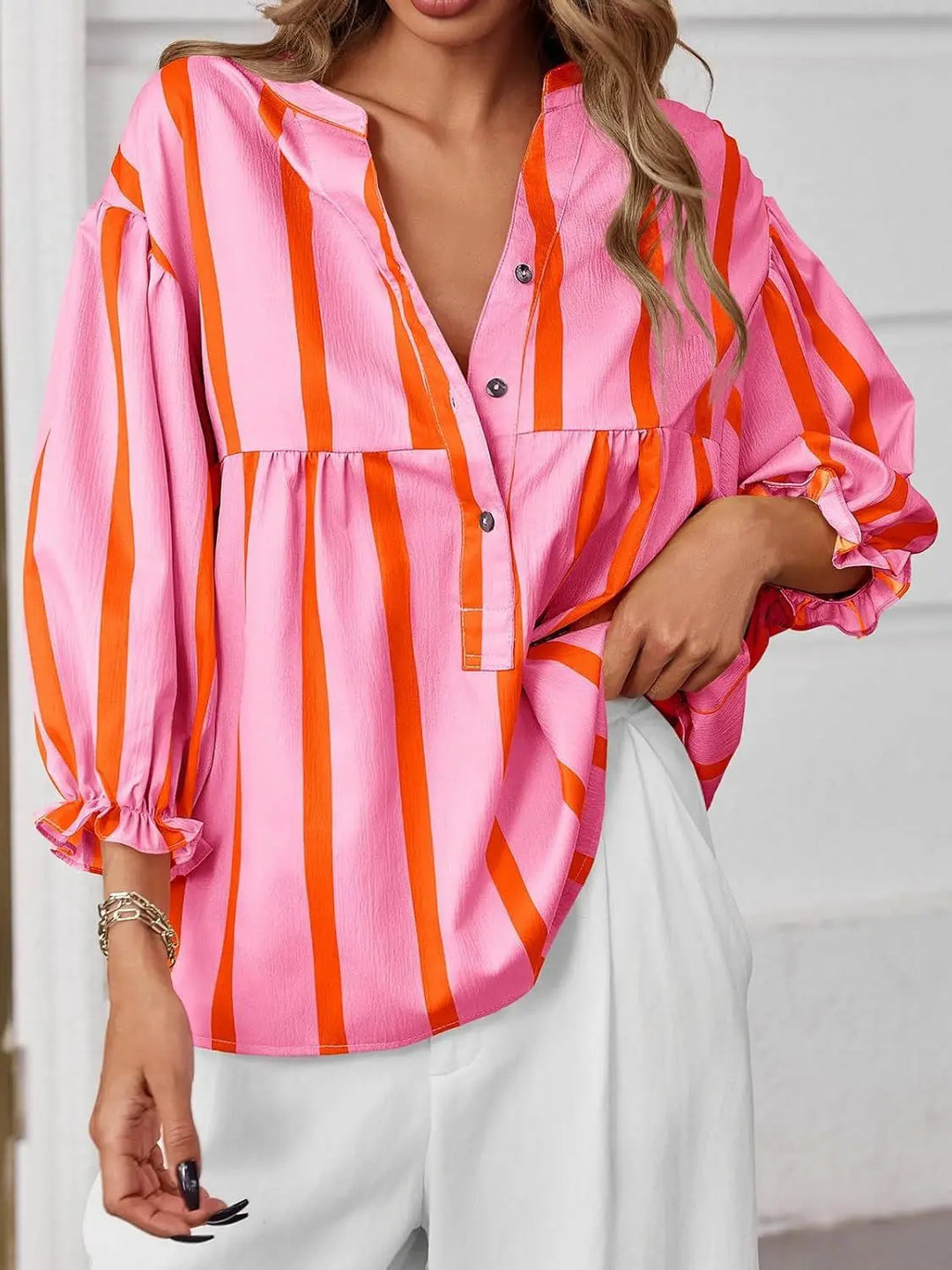 Severine Striped Bubble Blouse