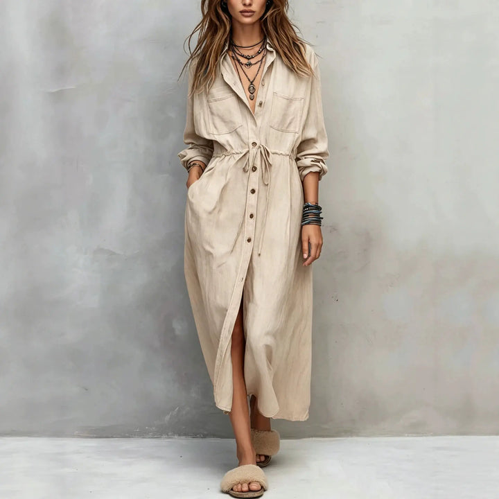 Hallie Button Front Midi Dress