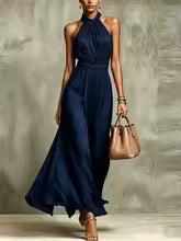 Liesel Flowing Halter Wedding Guest Maxi Dress