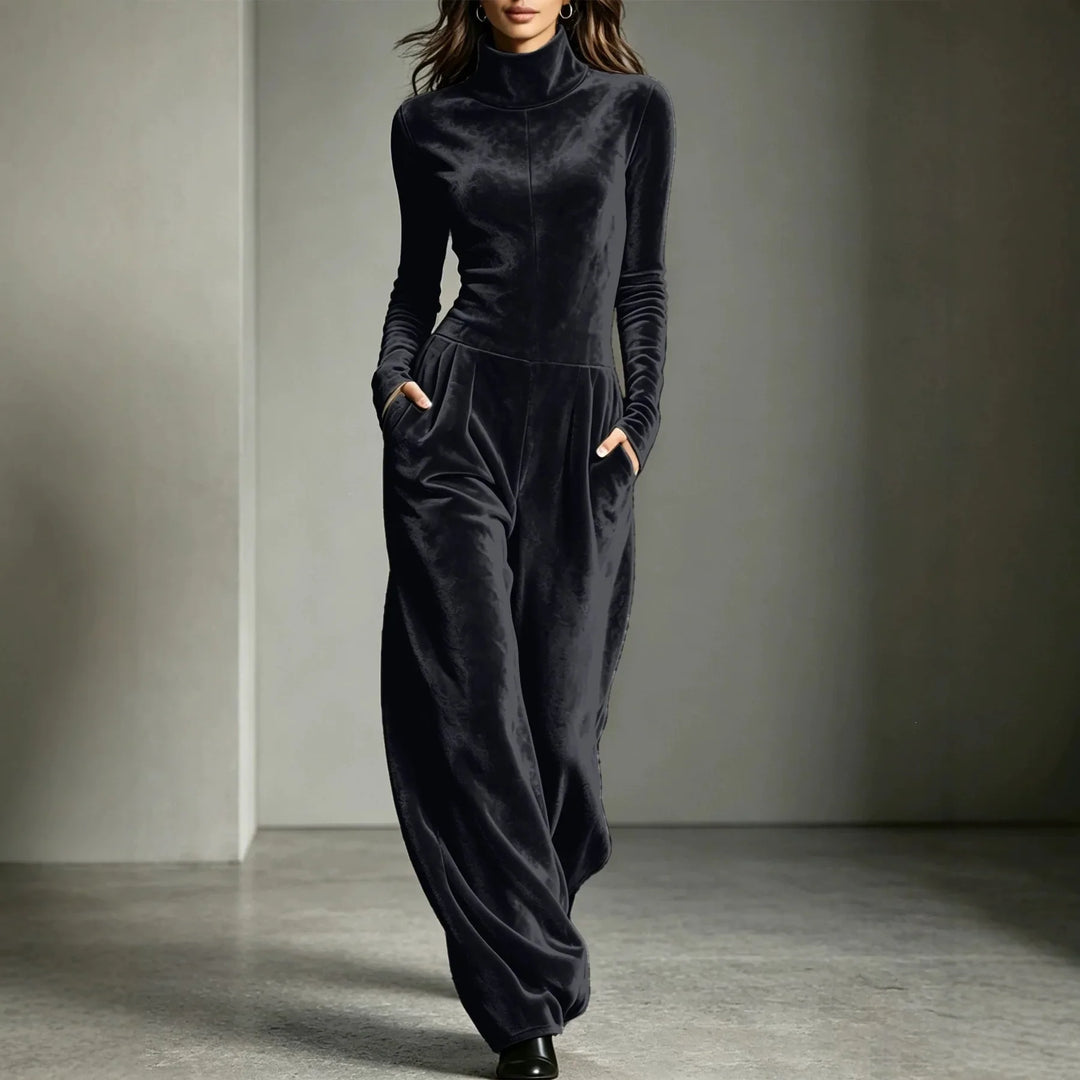 Cleo Velvet High Neck Jumpsuit