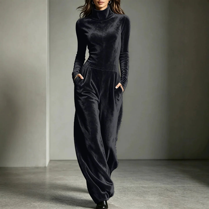 Cleo Velvet High Neck Jumpsuit
