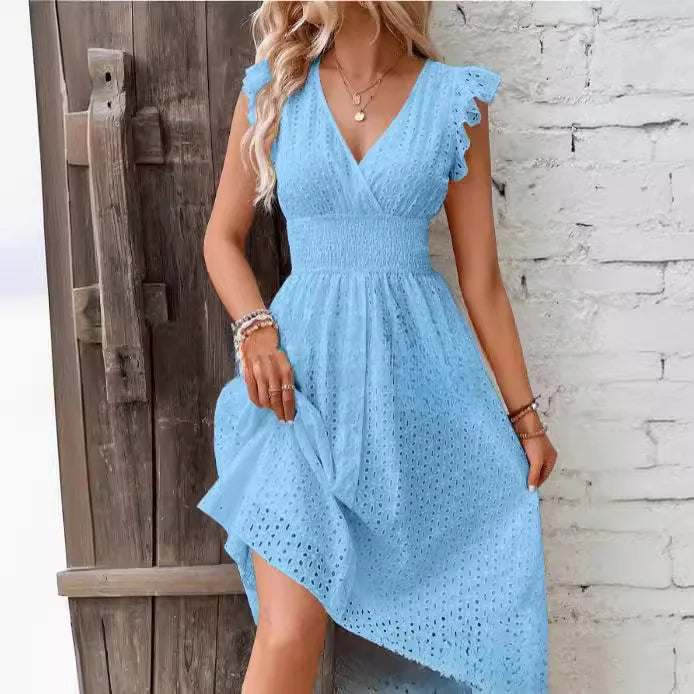 Elvire Flutter Sleeve Midi Dress